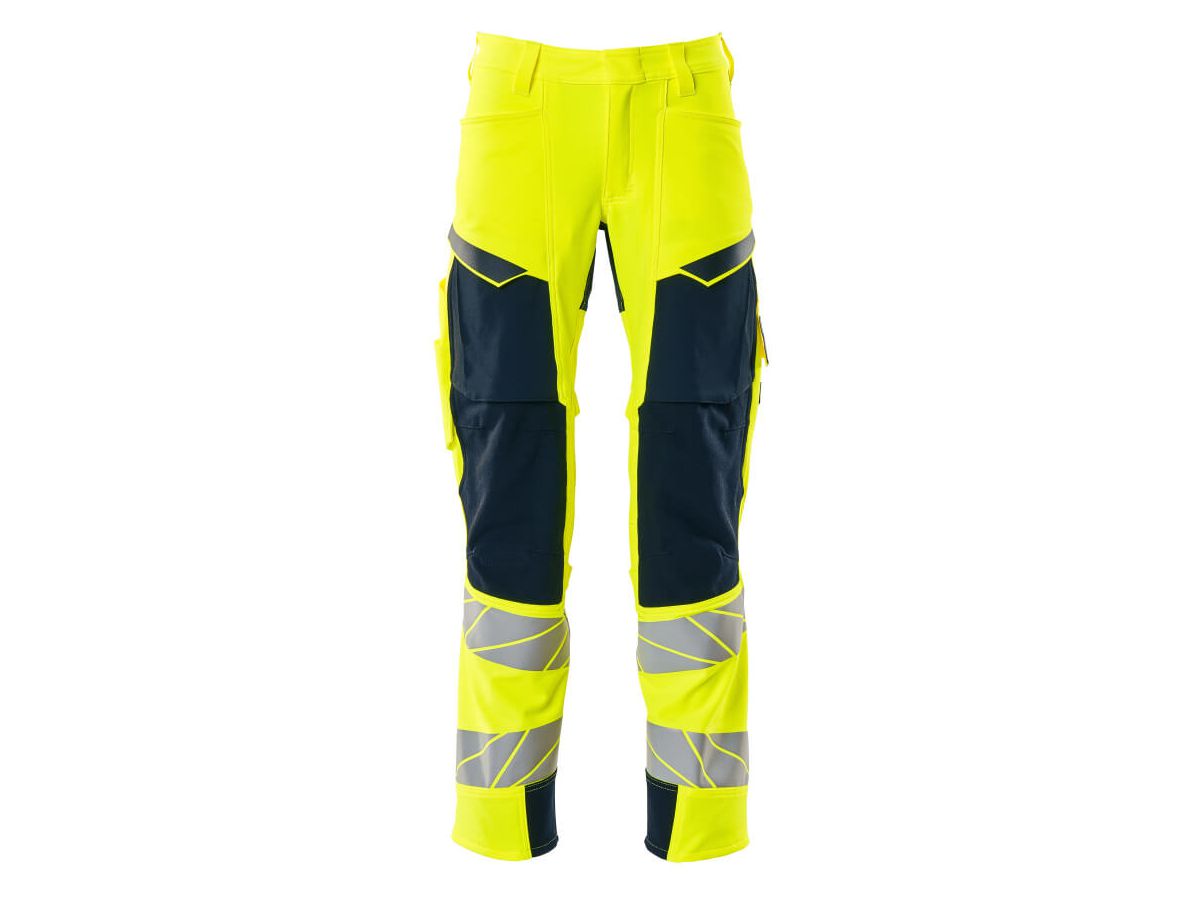 Hose mit Knietaschen, Gr. 90C46 - hi-vis gelb/schwarzblau