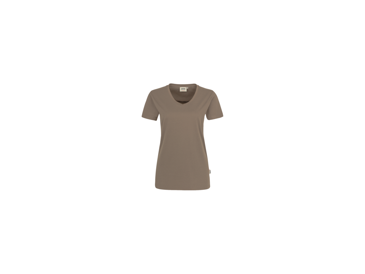 Damen-V-Shirt Perf. Gr. 2XL, nougat - 50% Baumwolle, 50% Polyester