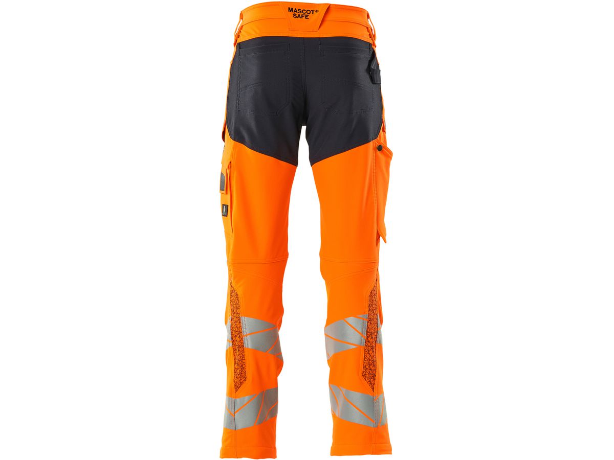 Hose mit Knietaschen, Stretch, Gr. 90C52 - hi-vis orange/schwarzblau, 92% PES/8%EL
