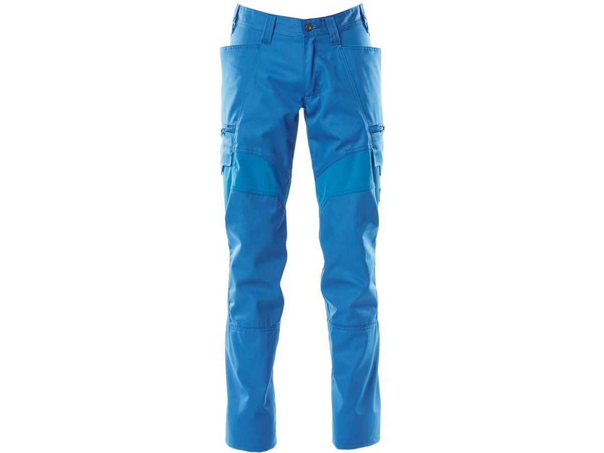 Hose mit Schenkeltaschen Gr. 82C68 - azurblau, Stretch-Einsätze