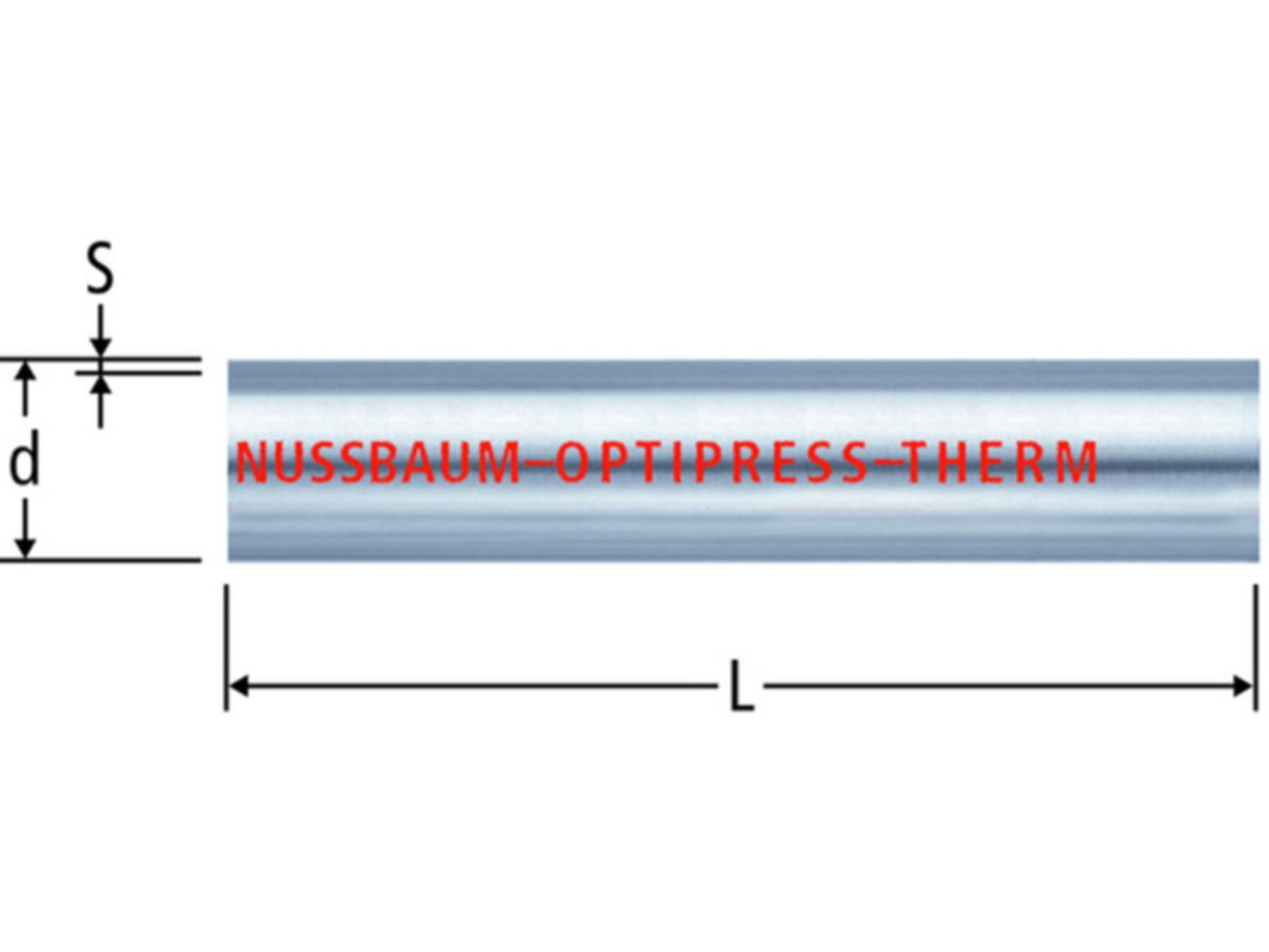 Optipress-Therm-Rohr  22 mm à 6 m - Stahl 1.0037 aussen verzinkt