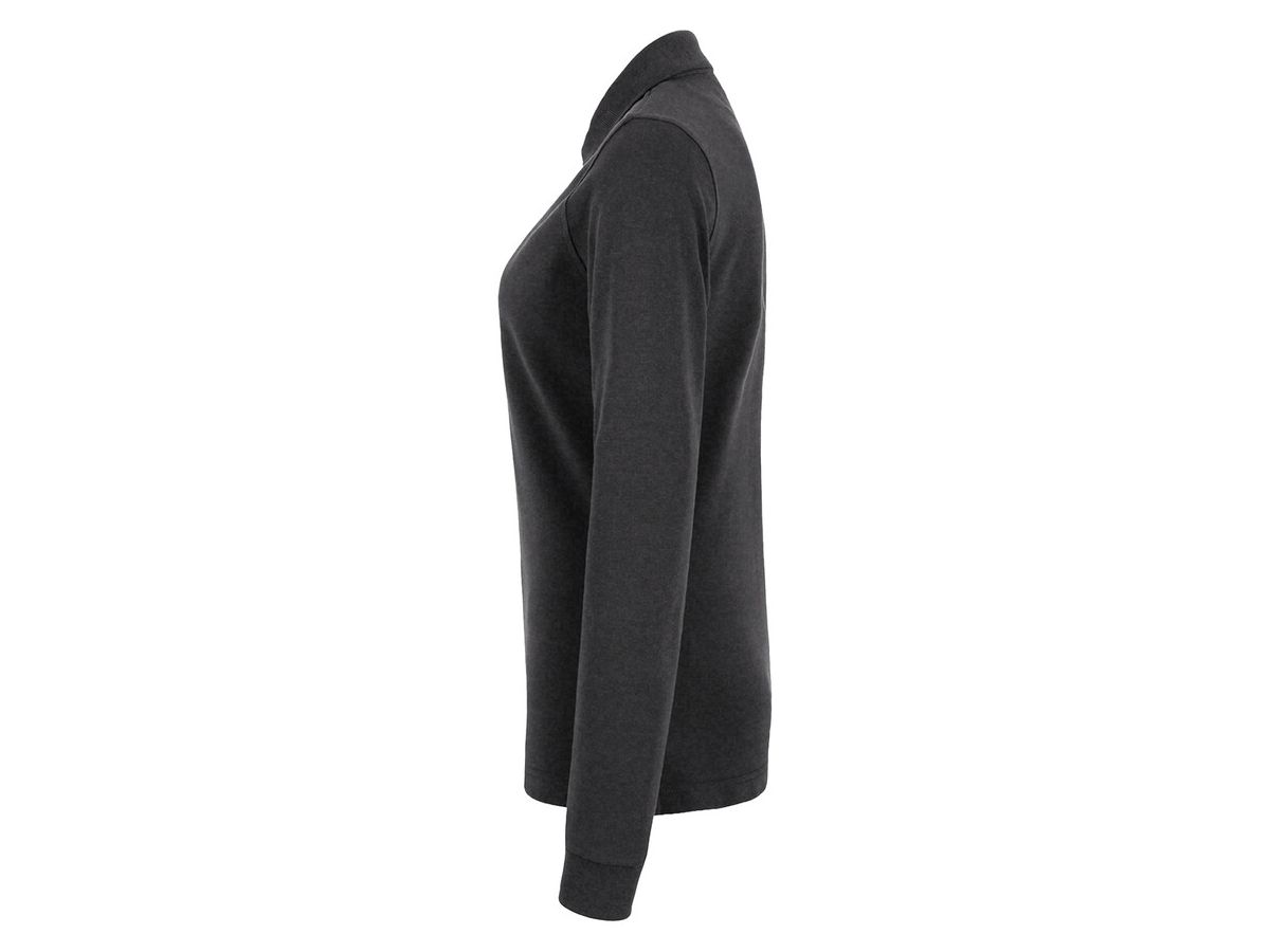 Damen Longsleeve-Poloshirt Mikralinar - Gr. XL, karbongrau
