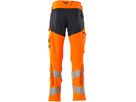 Hose mit Knietaschen, Stretch, Gr. 82C52 - hi-vis orange/schwarzblau, 92% PES/8%EL